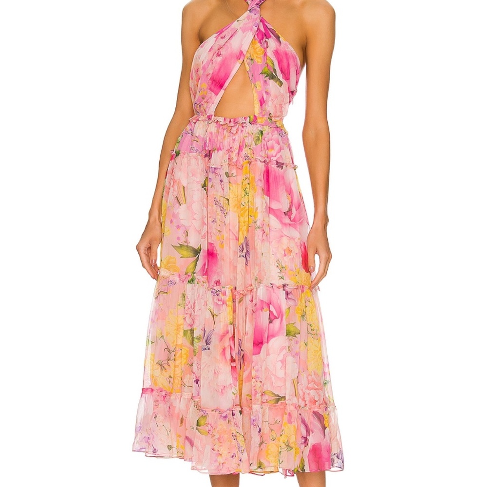 Midi Dress in pink and peach